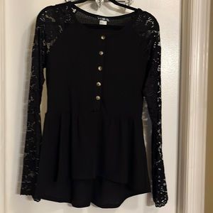 Black lace peplum waste top